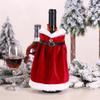 Red Wine Christmas Dining Table Set with Fashion Christmas Wine Bottle Covers Decoration
