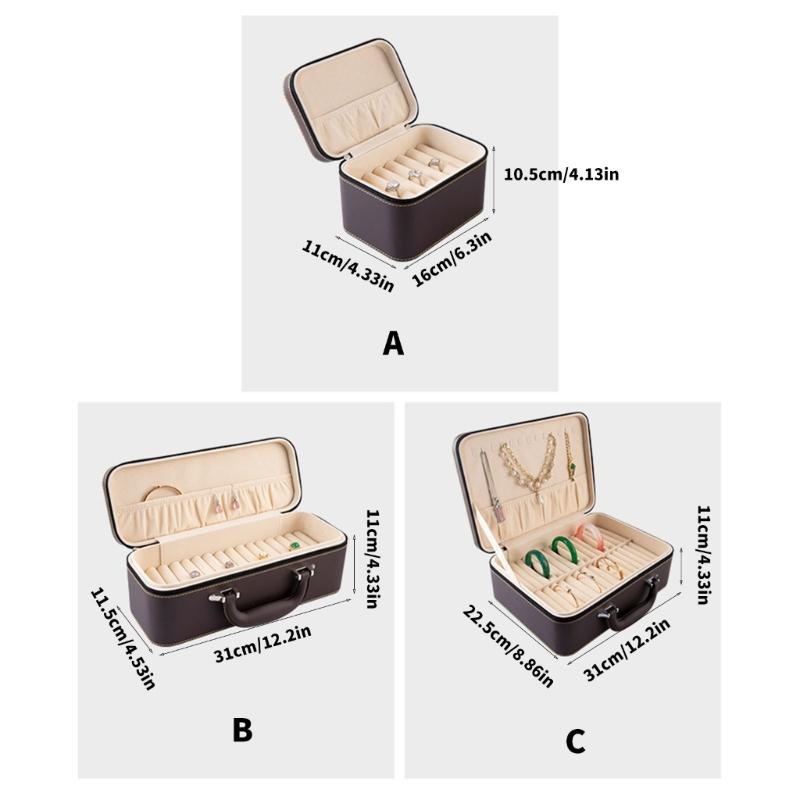 Travel Jewelry Case With Anti Scratch Interior And PU Exterior For Accessories Storage Box For Necklaces Earrings Rings