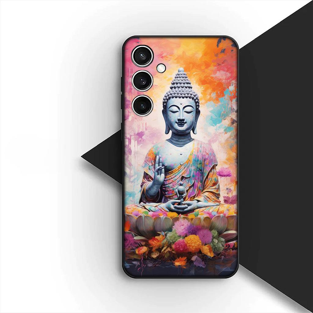 Lord Buddha Lotus Flower Light Phone Case for Samsung Galaxy S24 S25 S23 FE Ultra Plus S7 Edge S25+ S23+ A56 5G Protective Cover