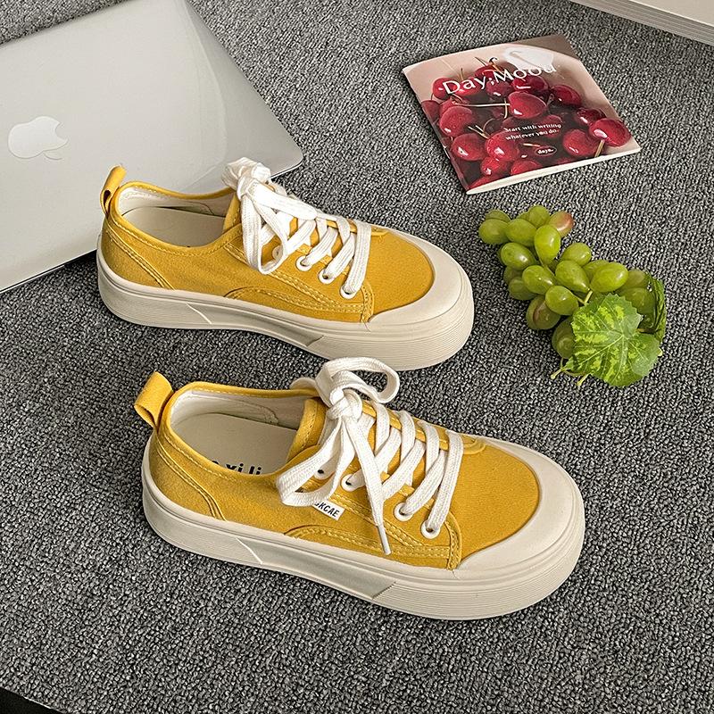 Casual lightweight black retro thick-soled low-top canvas shoes women's 2025 new summer casual soft baseplate shoes
