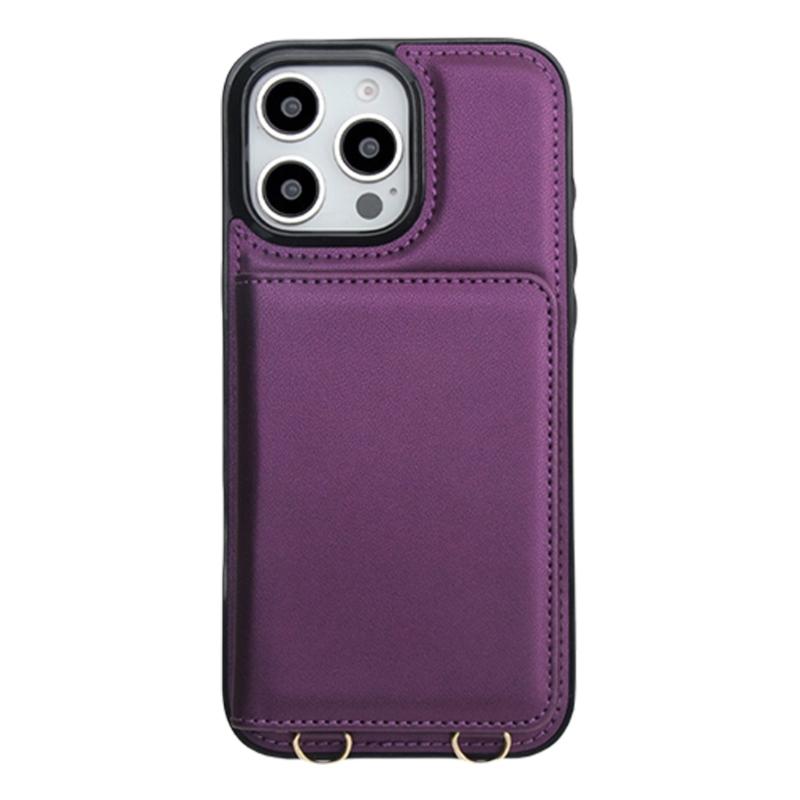 Magnetic Closure Cover for Phone 16 Series Kickstand Case with Card Holder Lanyard Shoulder Strap