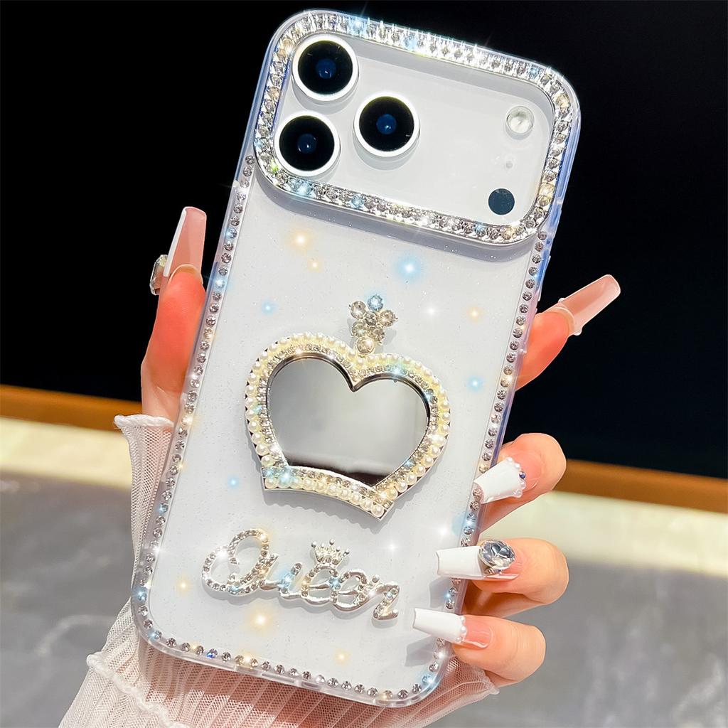 Handmade Sparkly Diamond Crown Mirror IMD Phone Case, Compatible with iPhone 13,iPhone 14,iPhone 15,iPhone 16,iPhone 17 Series