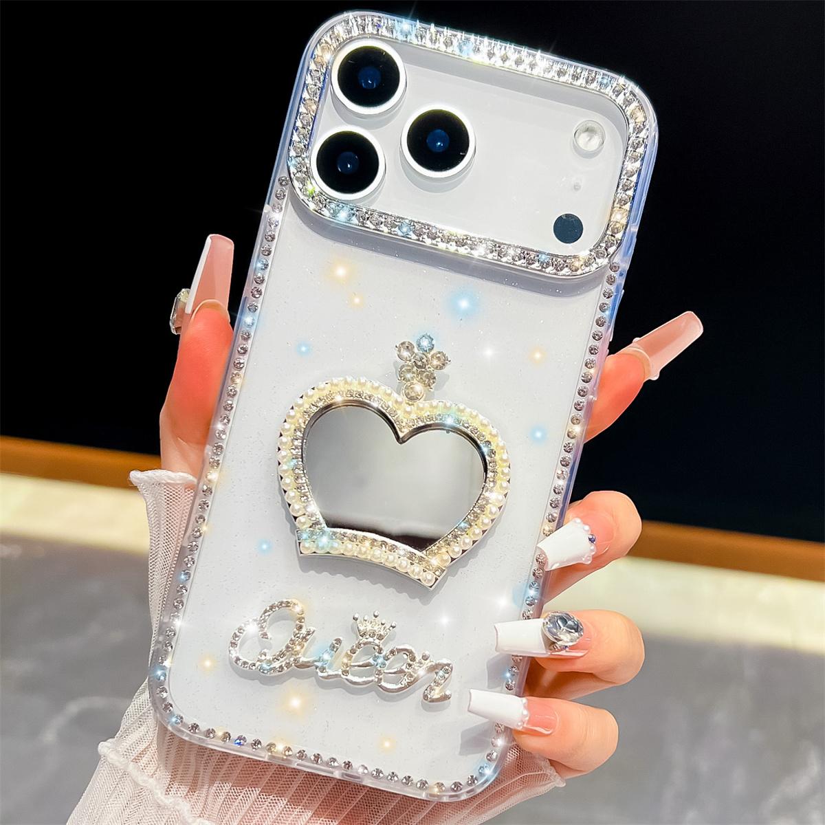

Handmade Sparkly Diamond Crown Mirror IMD Phone Case, Compatible with iPhone 13,iPhone 14,iPhone 15,iPhone 16,iPhone 17 Series iPhone 17 Pro Max білий