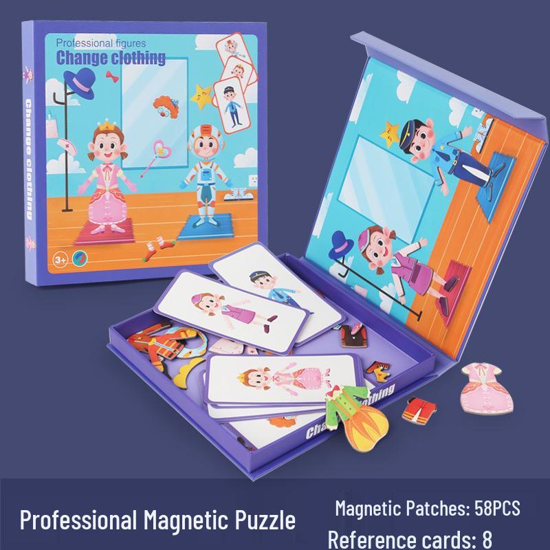 Cross-Border Ocean-Themed Magnetic Puzzle Set for Kids: Interactive Dress-Up & Transportation Figures for Early Education.