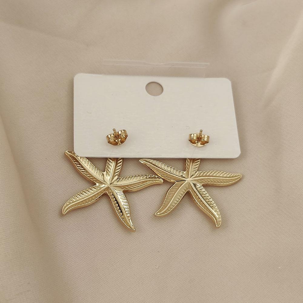 2026 new starfish stainless steel gold-plated women's earrings, high-quality waterproof earrings, wife's gift
