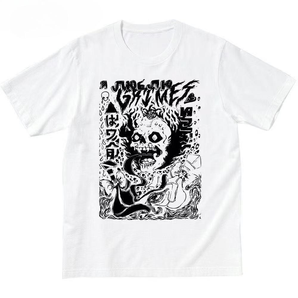 2025 Summer and Autumn hip-hop rock printed T-shirt casual and sporty short-sleeved men s and women s street tops S