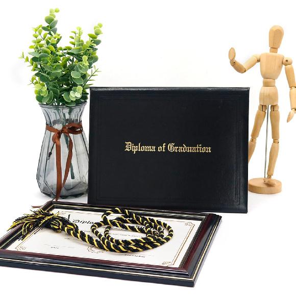 GraduatePro Imprinted Diploma Cover 8.5 x 11, Leatherette Padded Certificate Covers, Graduation Document Holder Letter Size, Black