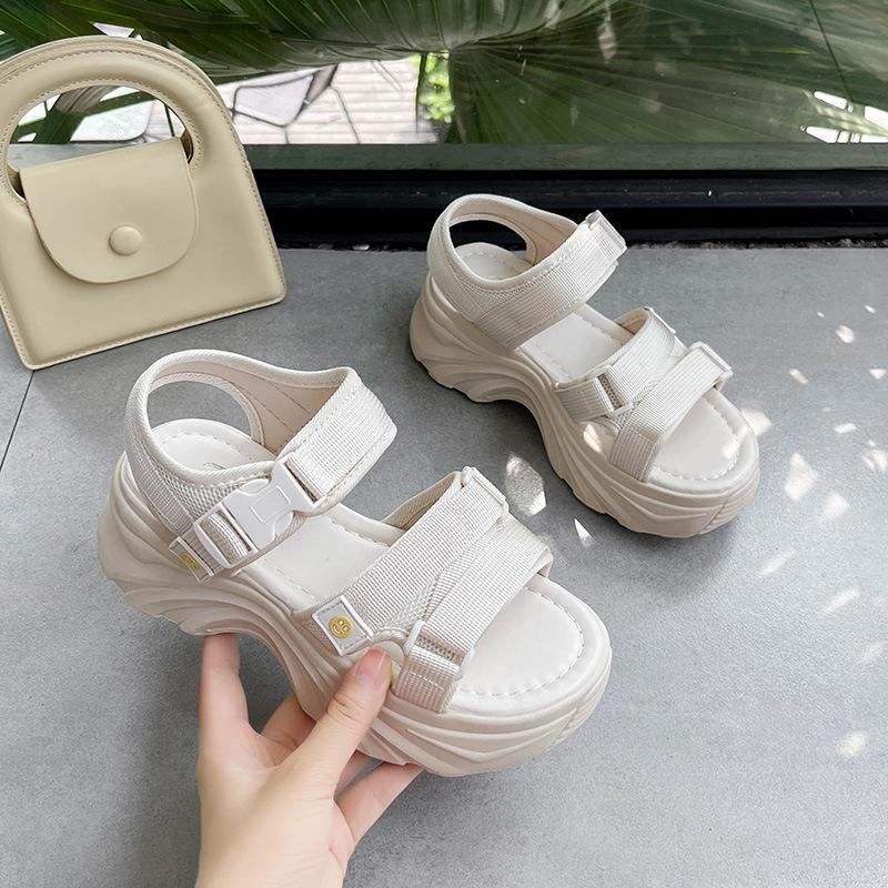 Sandale cu toc înalt pentru femei, stil sport, vară, modă nouă, pantofi cu talpă groasă, faimoși din internet, talpă moale, casual pentru plajă