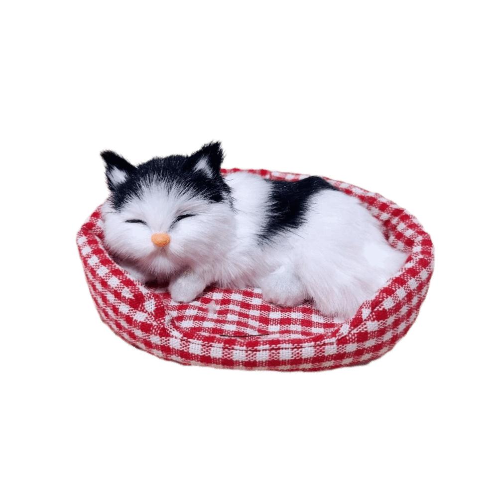 Kawaii Kitty Simulationsfell Katzenmodell auf Kissen Lebensecht Schlafende C Spielzeug Exquisite Weiche Plüschtierfigur Kindergeschenke