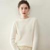 Women's Ribbed Cashmere Crew Neck Pullover Sweater with Long Sleeves