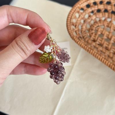 Keychain Pendant Grape Bunch Shape Purse Pencil Case Pendant with Universal Lobster Clasp Decorative Keyring Charm