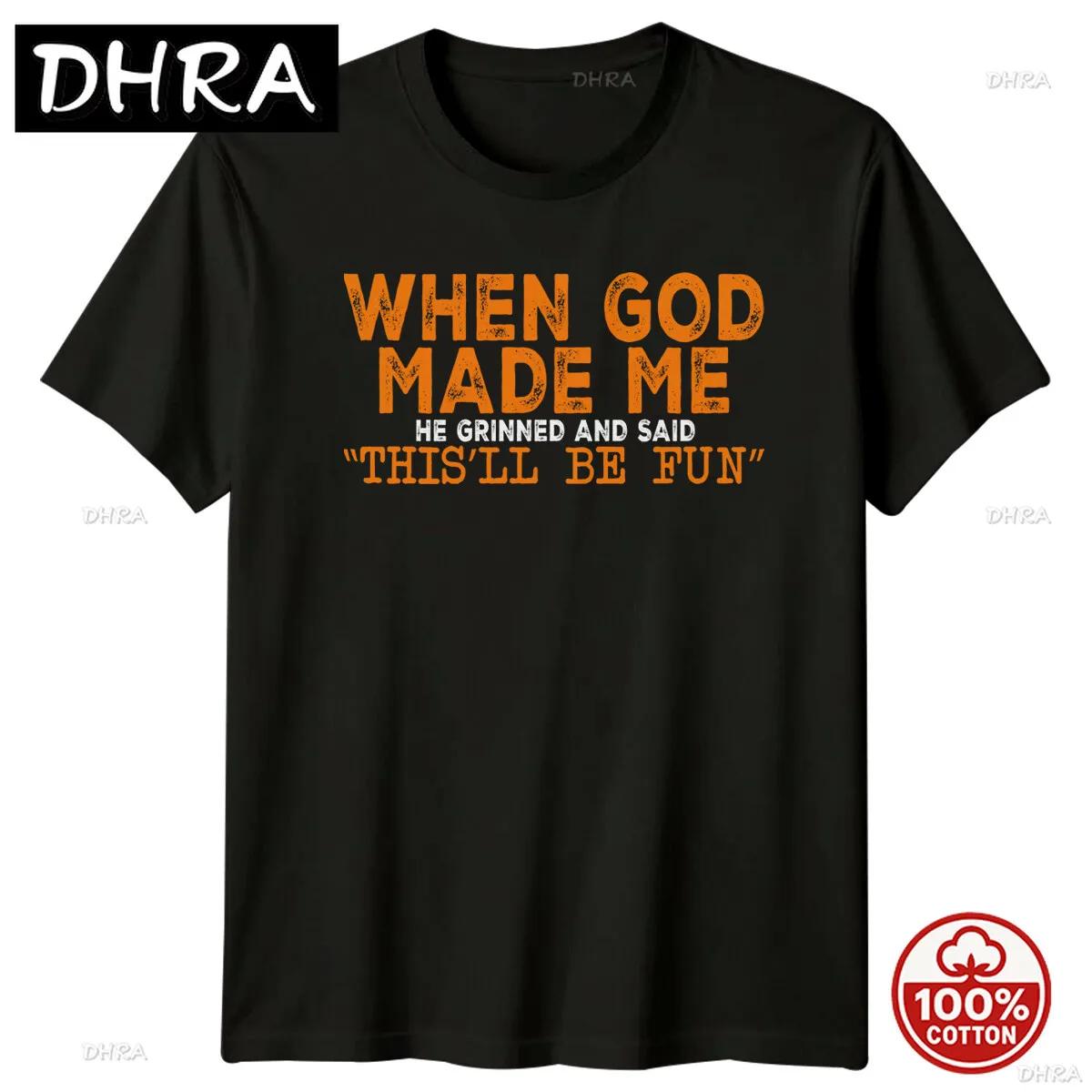 When God Made Me Religious Unisexs TShirt WOMENs Graphic Tee Unisex Top Featuring for Vacation Cotton Street Fashion Loose S