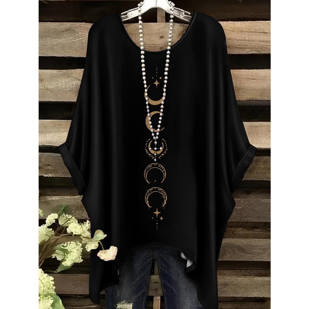 Camiseta para Mujer Patrón de Raya Cuadros Vintage Dobladillo Asimétrico Cuello Redondo Manga Corta Top Moda Casual Calle Exterior