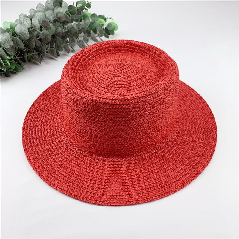 Women Spring Summer Solid New Concave Paper Straw Hat Retro French Round Beach Island Female Sunshade Hat