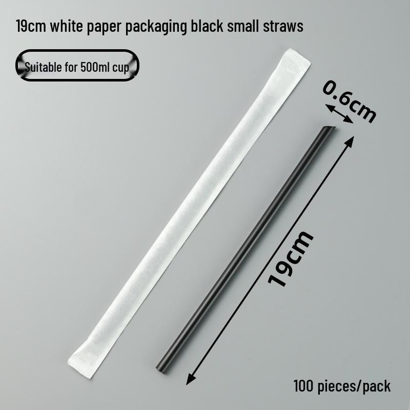 Individually Wrapped Biodegradable Black Straws for Hot Drinks - Thick & Thin, PLA, 2000 pcs.