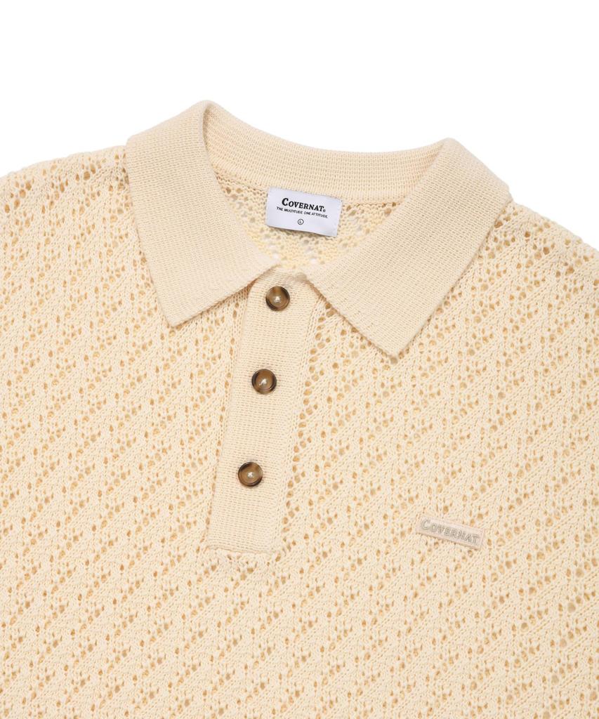 COVERNAT Small Authentic Crochet Collar Half Knit Cream