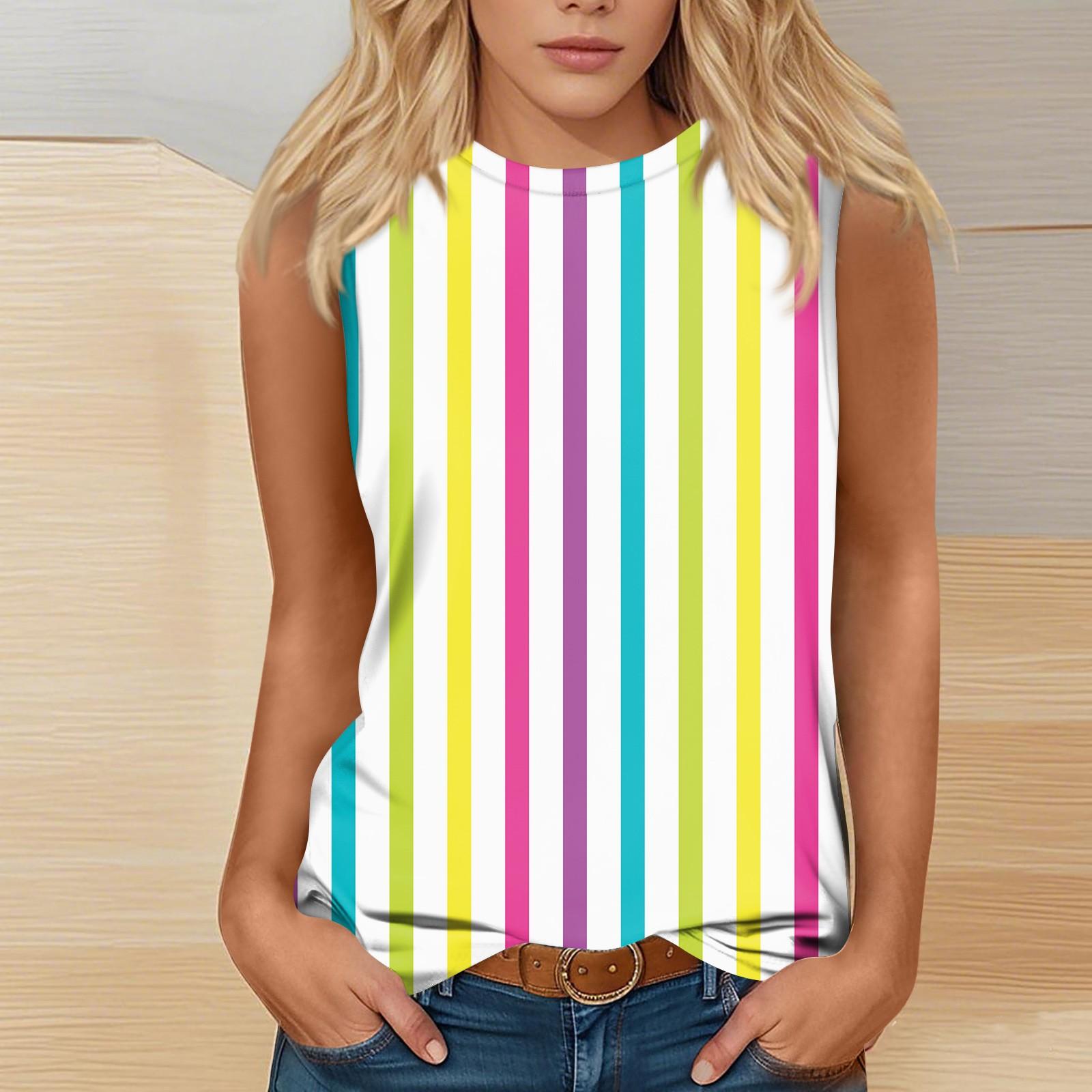 

Жіноча модна повсякденна великодня футболка без рукавів з круглим вирізом і принтом XL