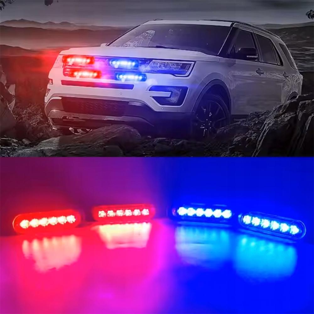 4X Led Red Blue Flash Warning Lamp Remote Control 6 Smd Programs