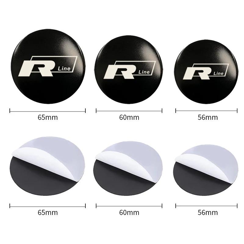 2026 Hot For VW VOLKSWAGEN 4pcs 56/60/65mm Car Wheel Center Stickers for Volkswagen Rline Golf Scirocco Variant Touareg Lamando