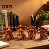 3D Printed Cow Sculpture Rustic Highland Ornament, Terracotta Color Statue, Modern Home Accessory Cute Figurine for Desk Shelf Farmhouse