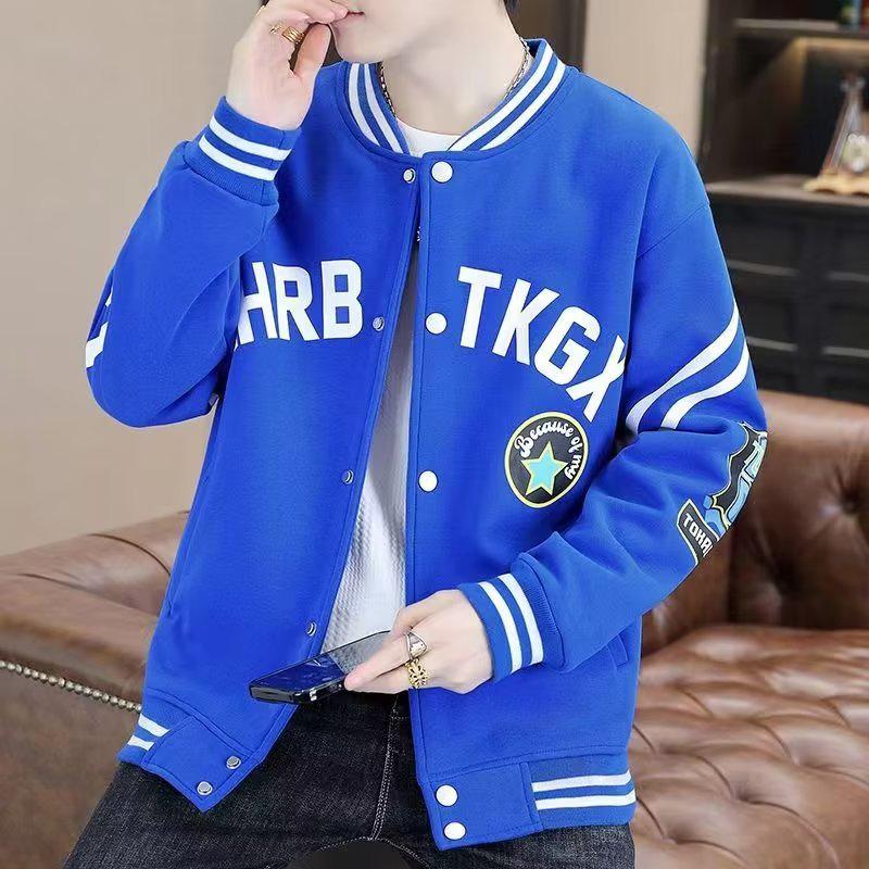 

Мужская черная повседневная рабочая бейсбольная куртка - весна/осень унисекс Small синий