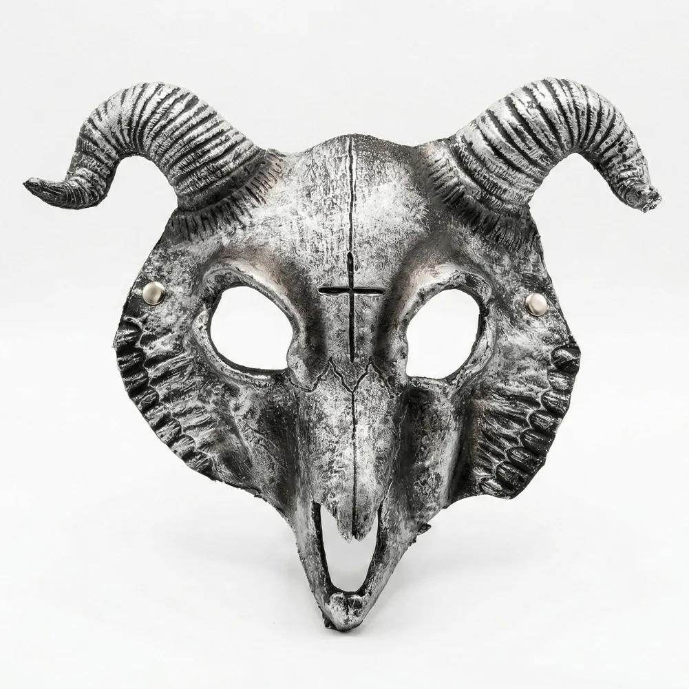Maschera Creativa Integrale di Capra con Corna Festa Festival Cosplay Accessori Costume Halloween Teschio di Pecora Maschera con Corna di Ariete