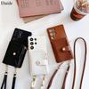 Luxury Wallet Strap Case for Samsung Galaxy S26 S25 Ultra S24 FE S23 Plus S22 S21 A56 A16 Crossbody Lanyard PU Leather Bag Cover