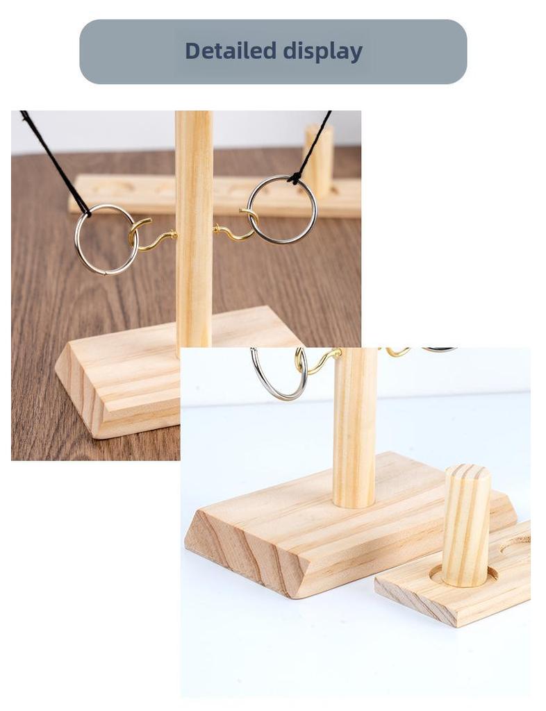 Wooden Ring Toss Game: Two-Person Hook and Ring Table Toy
