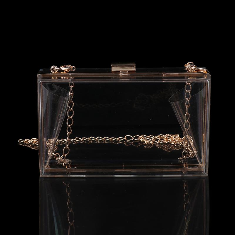 Transparent Acrylic Box Clutch Bag Chain Messenger Bag Women Evening Bags Handbag Chain Shoulder Bag Cosmetic Bag
