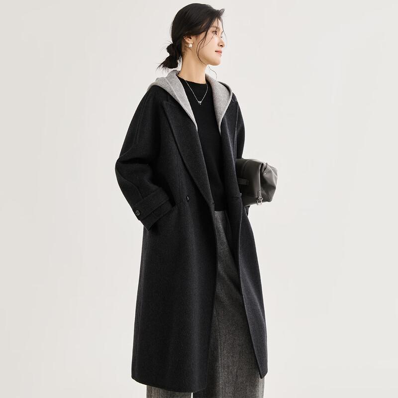 Women's Detachable Hooded Wool Blend Long Coat