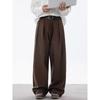 Old money wind double pleated pants men's and women's autumn trendy brand retro Maillard wide-leg pants versatile thickened casual pants