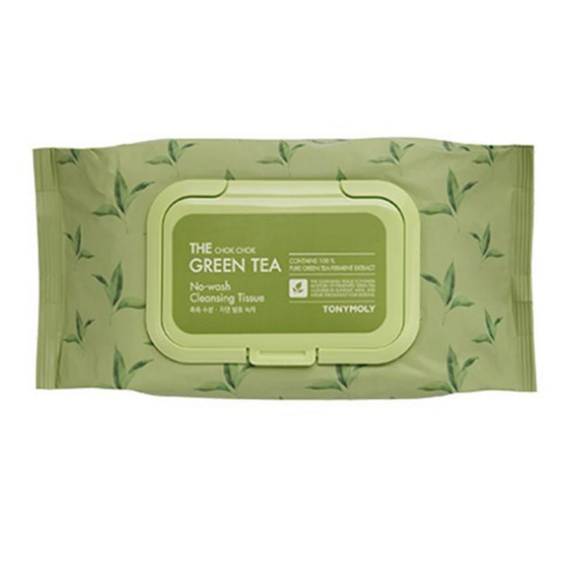 Tony Moly The Chok Chok Green Tea No-Wash Cleansing Tissue, 100 Sheets Pack, 1 pcs
