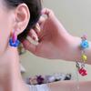 1pair Dopamine Flower Earrings Resin Acrylic Hoop Earrings New Ear Clasp  Gift