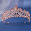 Rose Gold Crystal Bridal Tiaras and Crowns for Women Bride Rhinestone Prom Diadem Headband Bridal Wedding Hair Accessories Crown