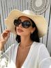 Wide Brim Straw Sun Hat For Women Summer Beach Outdoor Travel Casual Hat
