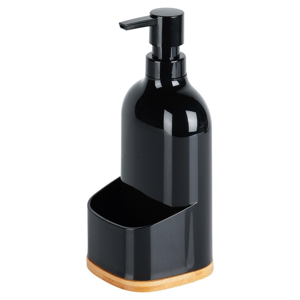 Kitchen Dishwashing Liquid Dispenser Sponge Container Scourer Black for Sink