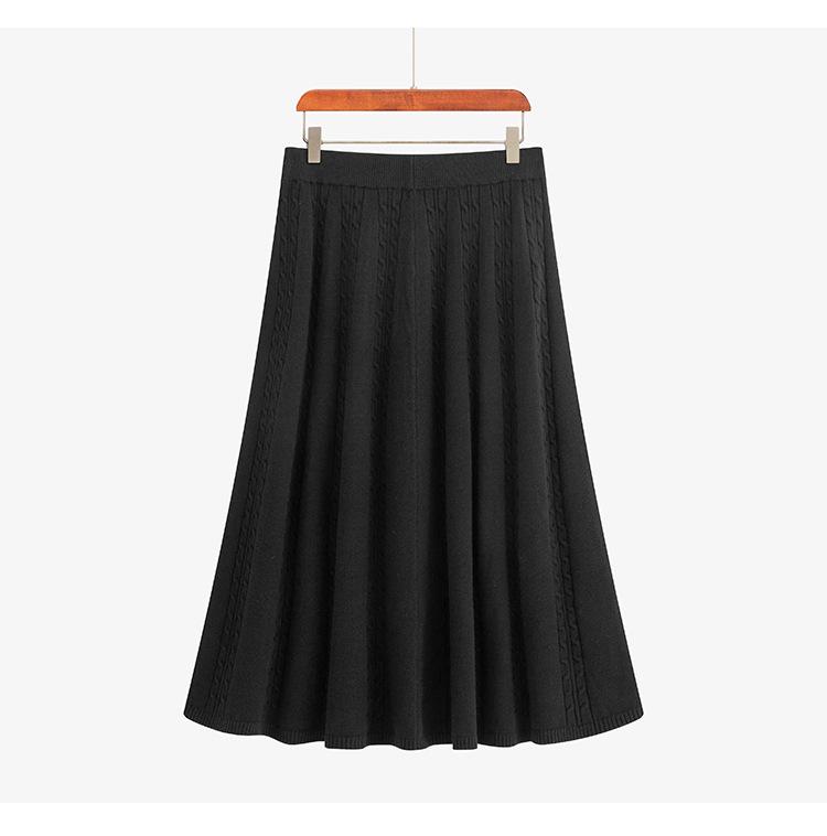 Plus Size Women's Loose Cable Knit Umbrella Skirt - Versatile Winter Casual for Chubby Girls