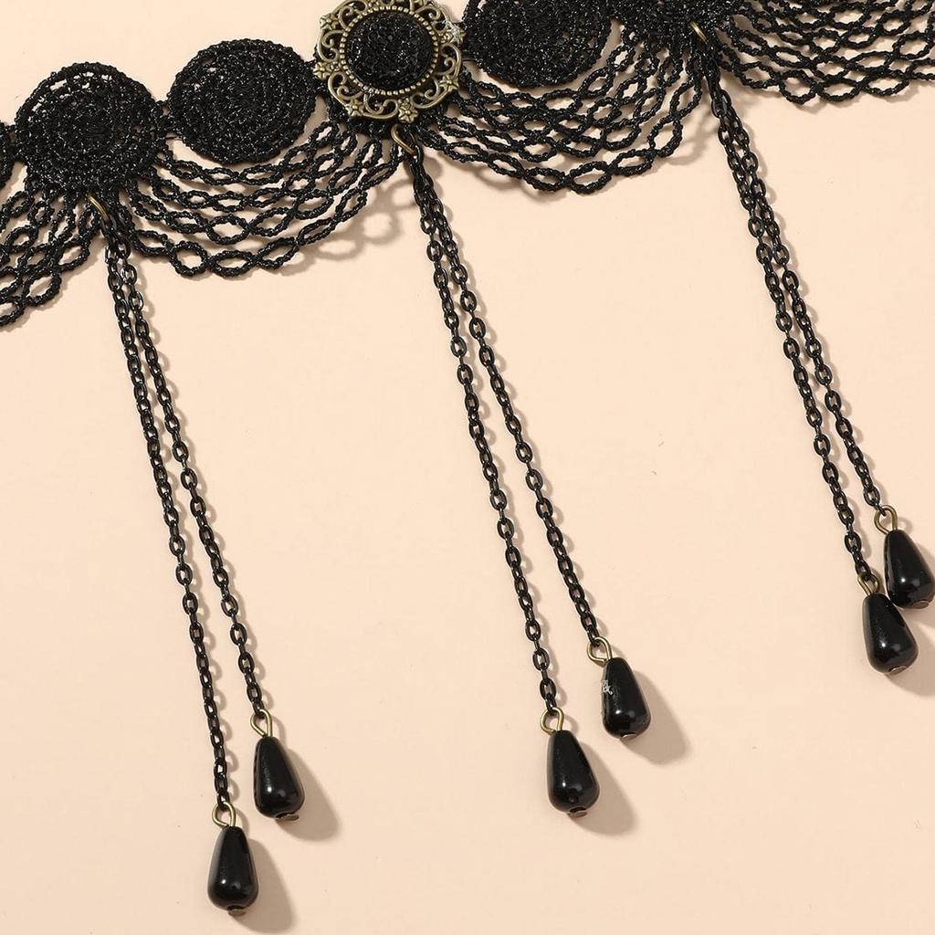 Fashion Personality Retro Black Lace Gothic Clavicle Necklace Female Exaggerated Lace Necklace Female