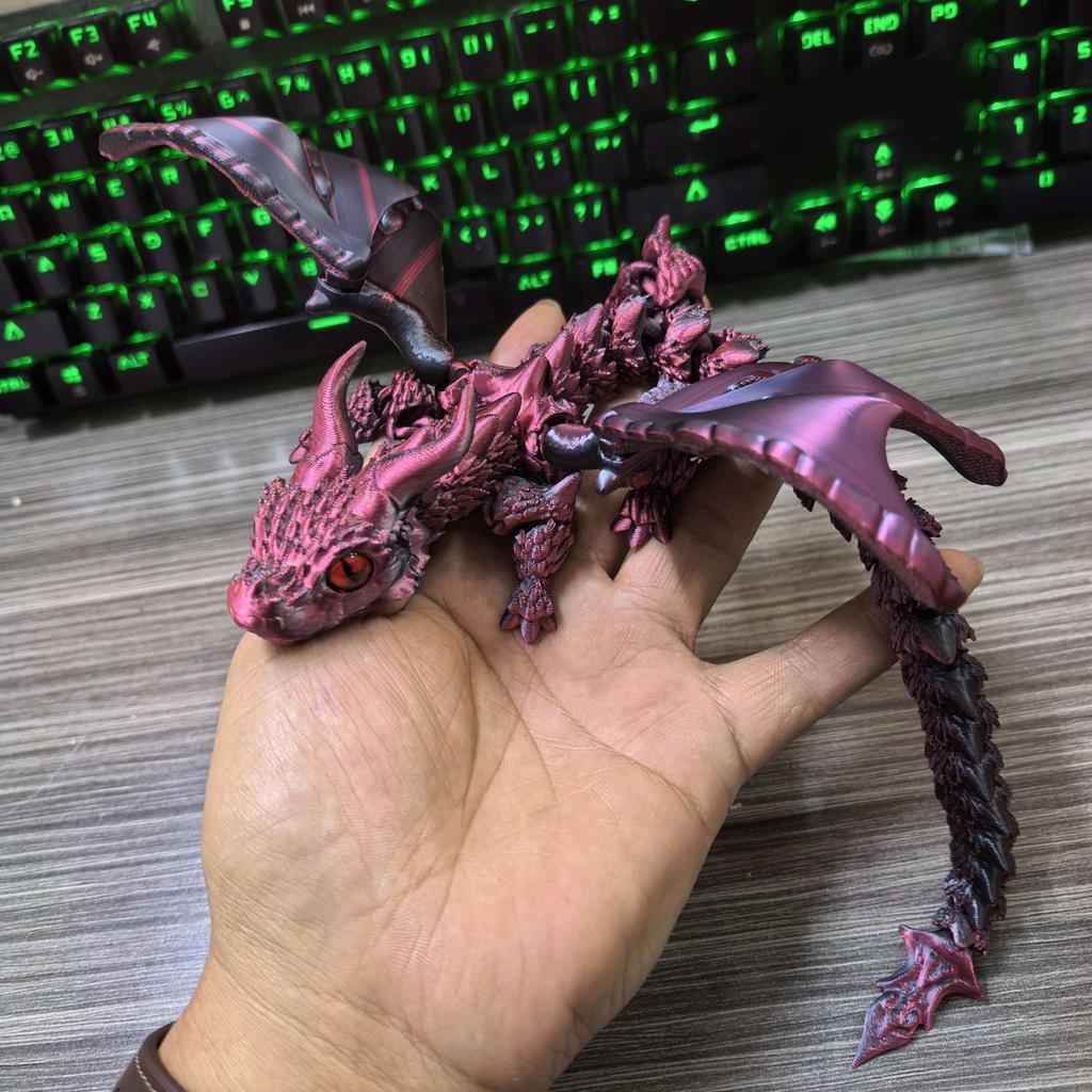 30CM 3D Printed Simulated Eyes Flying Joints Can Move Dragon Baby Ornaments Rockery Fish Tank Landscaping Decoration