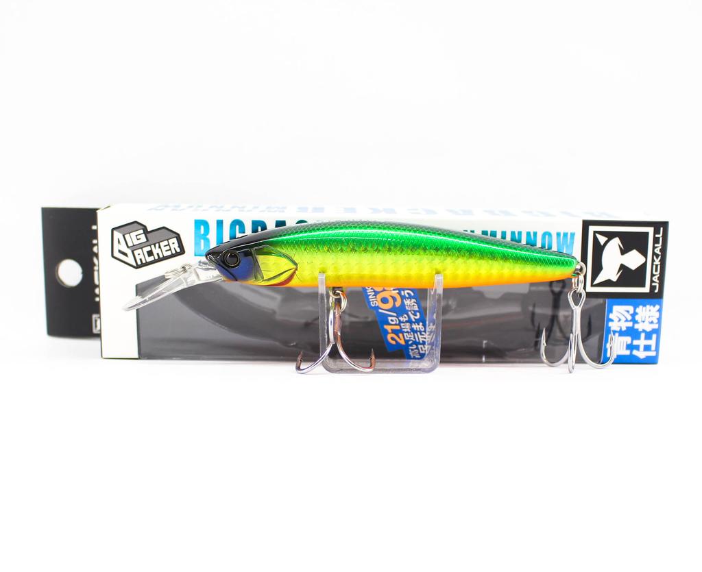 Sale Jackall Big Backer Wangan Minnow 98S-LB Sinking Lure Green Gold (2562)
