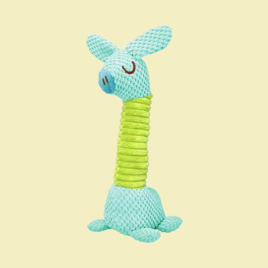 Pet Toy Pineapple Pattern Cartoon Giraffe Shape Bite-Resistant Plush Squeaky Dog Toy with Built-in Sound Long Neck Design Chew Toy