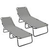 Folding Sun Lounger 2 Pcs Gray 188 X 57 X 86.5 Cm Polyester