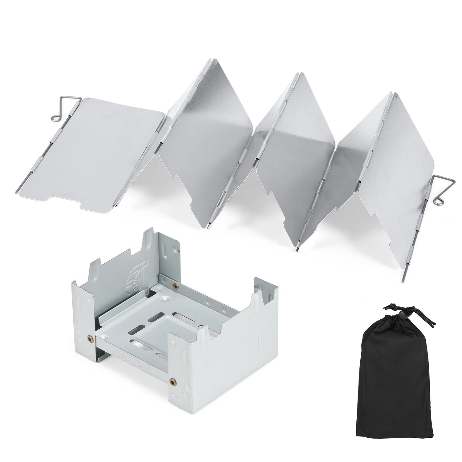 

Карманная спиртовая печь с ветровым стеклом Складная спиртовая печь с лобовым стеклом для улицы alcohol stove windshield серый