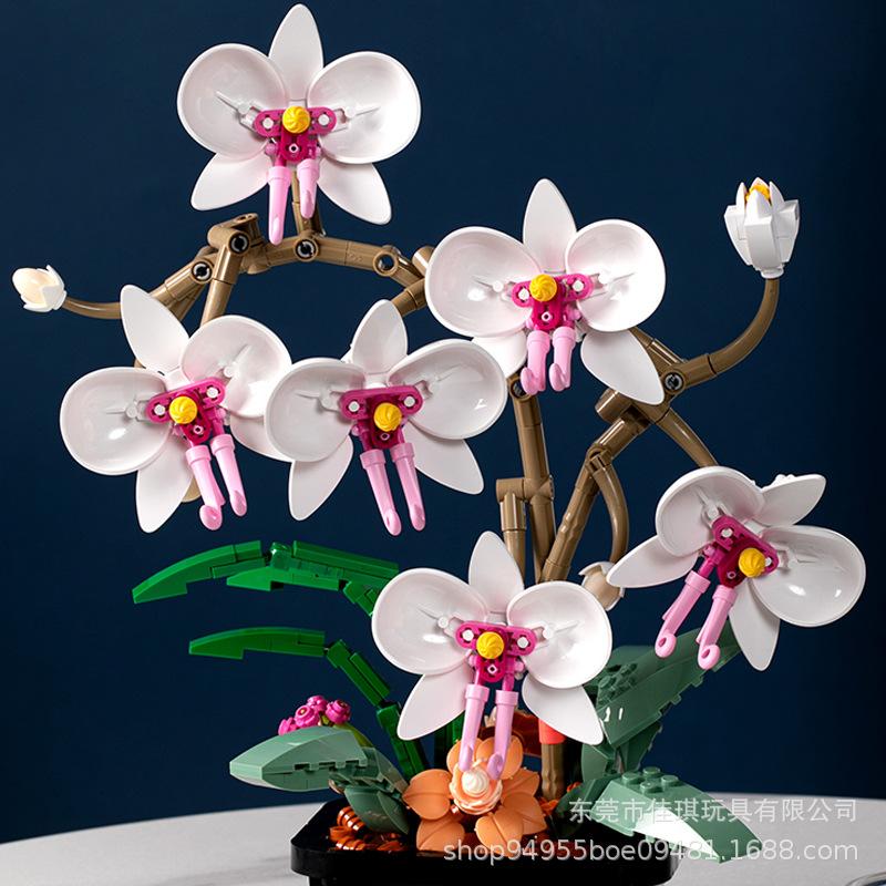 DIY Мотылек Орхидея строительные блоки игрушка цветы дисплей искусство фаленопсис — фото 4