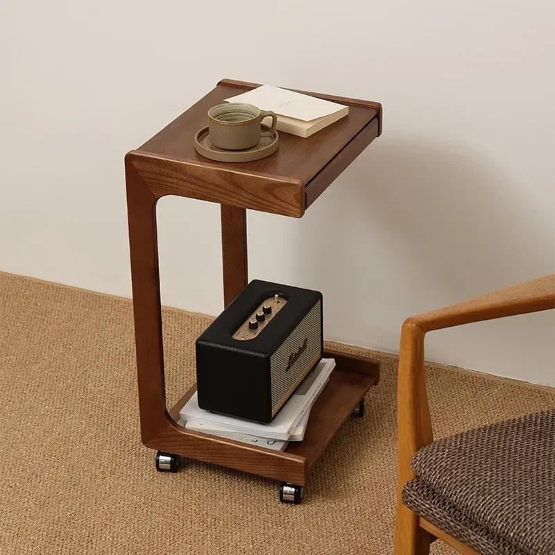 Nordic Retro Solid Wood Coffee Tables Living Room Furniture Home Sofa Move Side Tables Designer Creative Bedroom Bedside Table