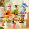 Moc Fleur Avec Pot Micro Brique Tournesol Rose Bouquet Éternel Mini Diamant Modèle Brique Jouet Pour Enfants Bureau