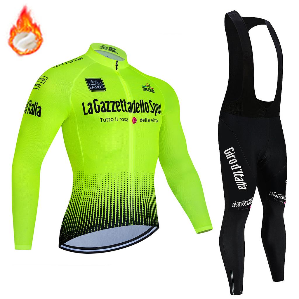 Winter Cycling Jersey Set 2025 Men's Long Sleeve Mountain Bike Cycling Clothing Fleece Warm MTB Bicycle Clothes Wear Suit