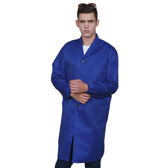 Arbeitsmantel Revers Langarm Einreiher Pflegeleicht Knitterfest Arbeitsjacke mit Großen Aufgesetzten Taschen Funktional