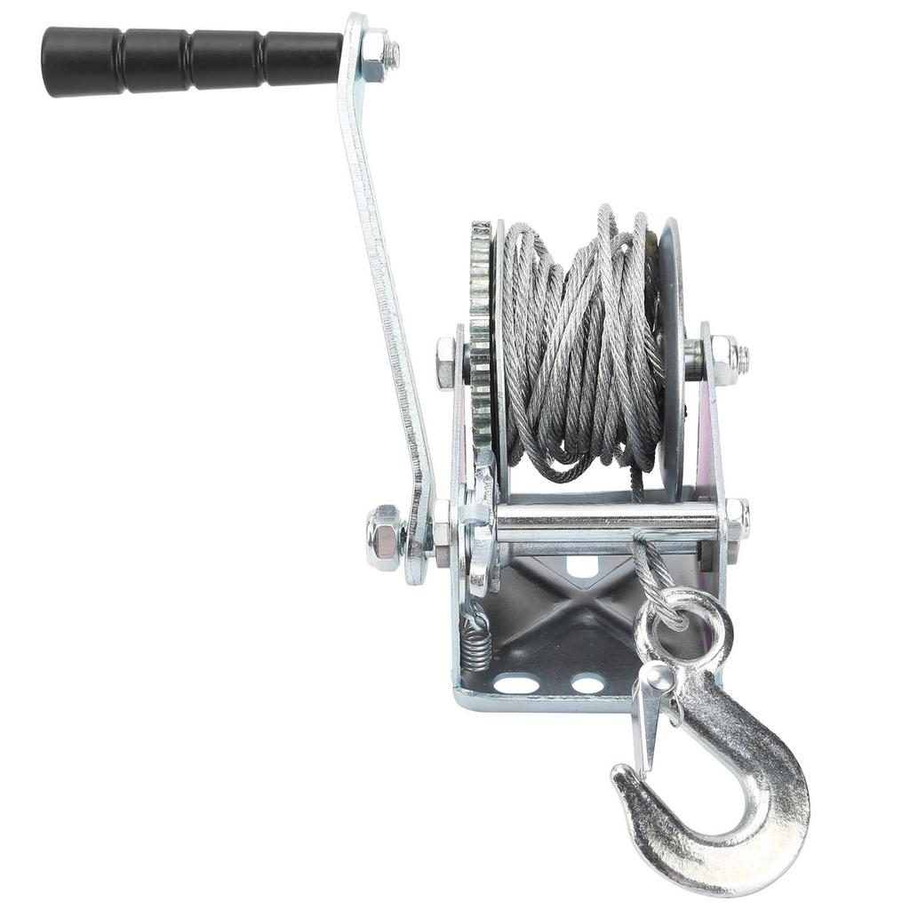 Manual Winch SelfLocking Hand Crank Lifting Sling Tool with Hook Accessories 800 Pounds