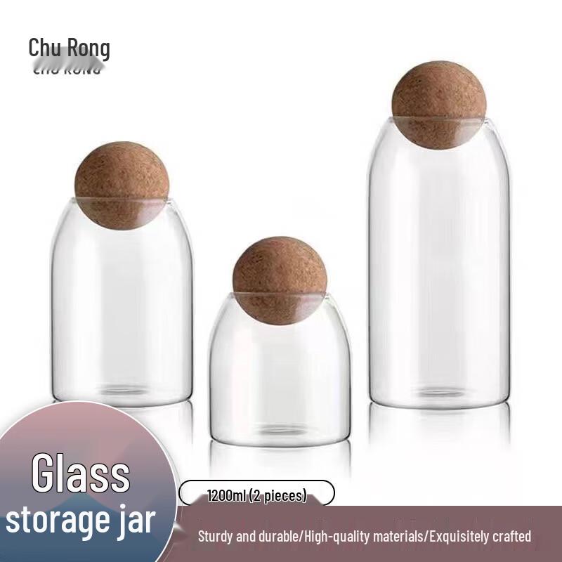 High Borosilicate Glass Storage Jar with Cork Lid